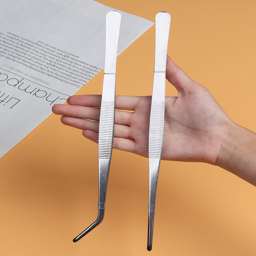 不锈钢大镊子带齿加厚鱼缸取物水草剪刀超长夹子维修工具多用圆头 - 图0