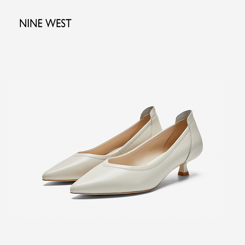 Nine West/玖熙2024年春季新款单鞋女简约通勤小猫跟中跟女鞋气质-图0