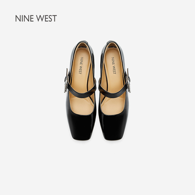 奥莱专供Nine West/玖熙2025年玛丽珍鞋女方头一字扣带粗跟单鞋女,淘宝优惠券,粉丝福利购,淘宝优惠卷