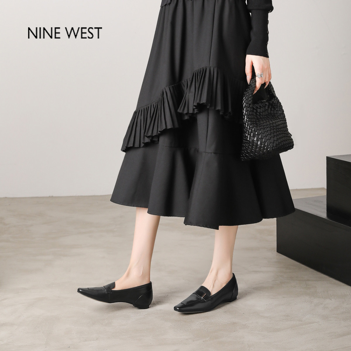 奥莱专供Nine West/玖熙复古乐福鞋女一脚蹬深口单鞋老钱风通勤鞋,淘宝优惠券,粉丝福利购,淘宝优惠卷