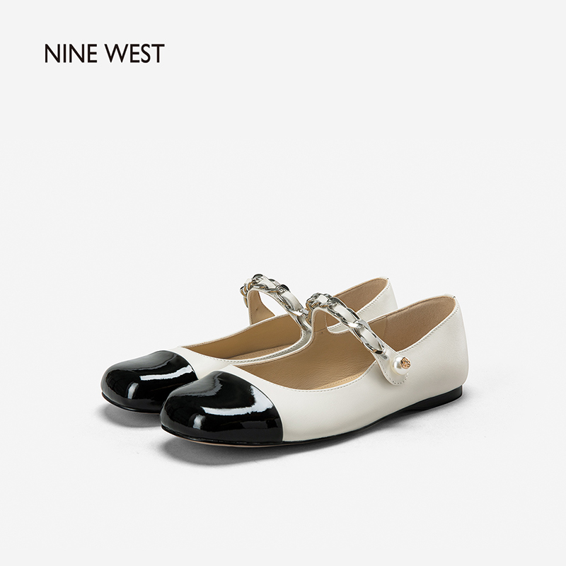 Nine West/玖熙2024年春季新款法式圆头玛丽珍鞋女甜美平底单鞋女 - 图0