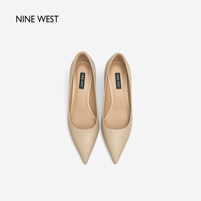 Nine West/玖熙2024年春季新款高跟鞋女简约通勤尖头浅口细跟单鞋-图1