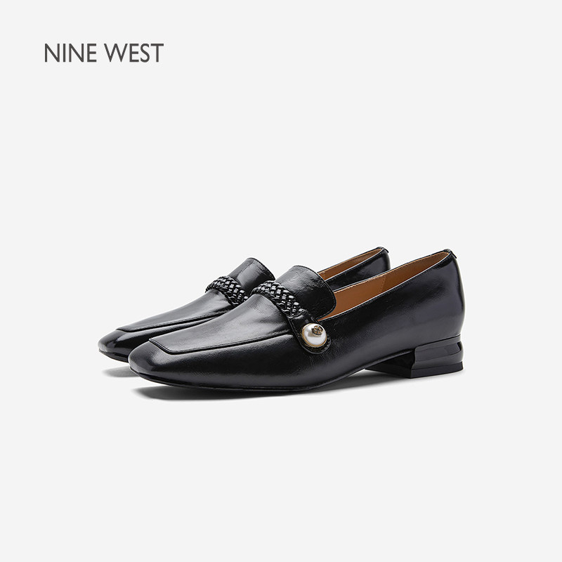Nine West/玖熙2026春季新款低跟乐福鞋女编织革带方头单鞋女优雅,淘宝优惠券,粉丝福利购,淘宝优惠卷