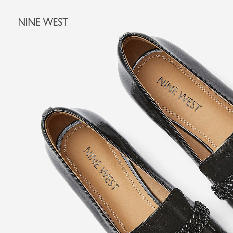 Nine West/玖熙2026春季新款低跟乐福鞋女编织革带方头单鞋女优雅,淘宝优惠券,粉丝福利购,淘宝优惠卷