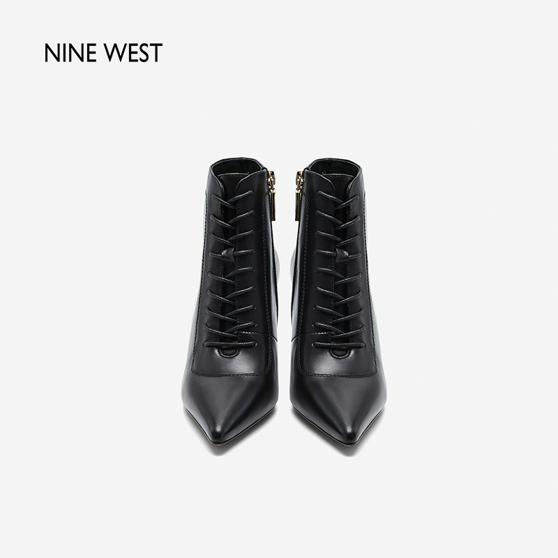 Nine West/玖熙2023年冬季新款高跟短靴女系尖头带细跟时装靴女靴-图1