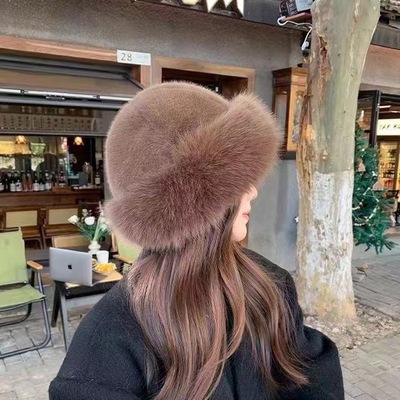毛绒帽子遮耳帽东北秋冬防寒时尚百搭盆帽保暖针织贝雷帽女款
