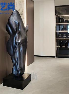 玻璃钢树脂大型马头雕塑客厅办公室酒店商场售楼部装饰落地马摆件