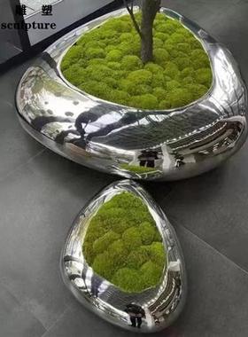 金属鹅卵石水滴不锈钢花盆槽盆栽定制抽象造型庭院摆件雕塑装饰品