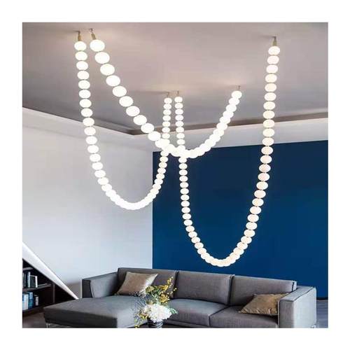 后现代项链楼梯间异型吊灯玻璃佛珠造型灯酒店大堂前台售楼处灯具 - 图3