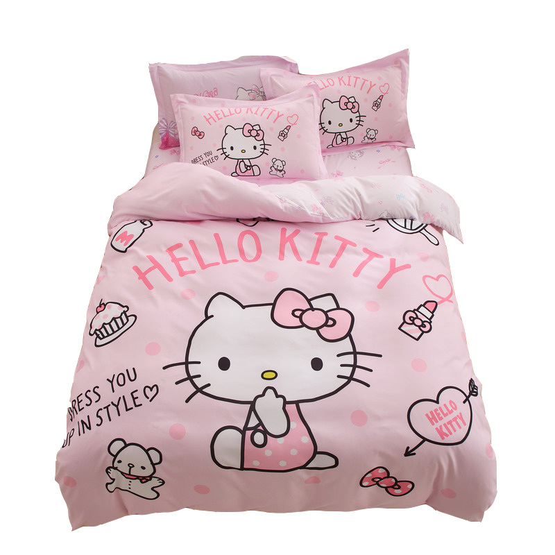 Hellokitty儿童被套床品四件套纯棉全棉kt猫女孩房卡通床单三件套