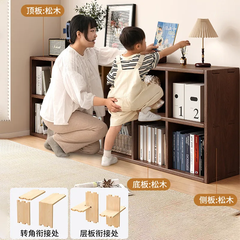 全实木书架置物架落地闲鱼二手家具旧货市场清仓包邮松木储物书柜 - 图1