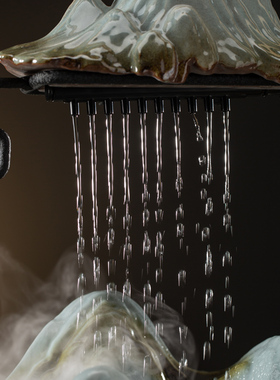 速发新中式喷泉流水摆客件厅玄关桌开装饰品茶室禅意循环水景面业