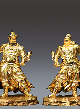 速发贴金铜纯关公神像供奉铜像文武关公像坐像关平周仓关二爷佛像