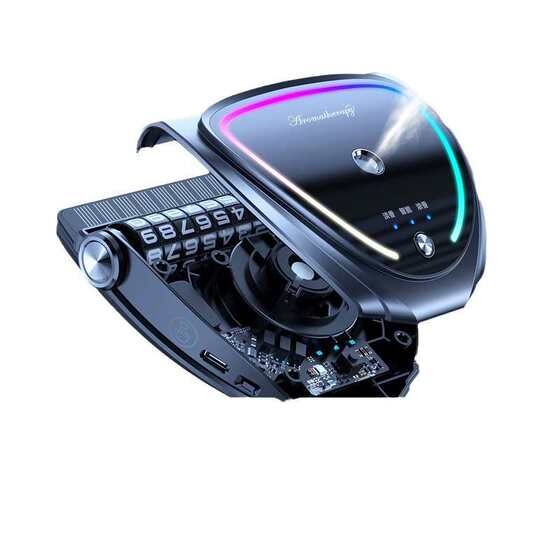 German solar car aromatherapy smart spray perfume high-end car atmosphere lighting ornaments moving parking plate