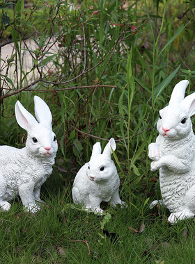 新款庭院花园装饰户外草坪景观创意仿真卡通动物兔子树脂工艺摆件