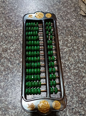 采购产品紫玉算盘饰品，吸引财富和密集的底部，老式木雕，旧物品