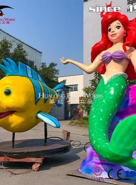 卡通美人鱼摆件微景观装饰工艺品儿童乐园商场美陈摆件五一节庆