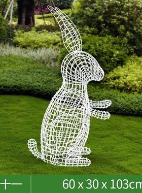 不锈钢蒲公英雕塑户外铁艺发光花朵摆件公园景区仿真兔子绿地装饰