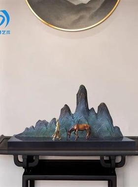 厂家现货寻道铸铜雕塑迎客松玄关酒店大堂样品间装饰品铜摆件