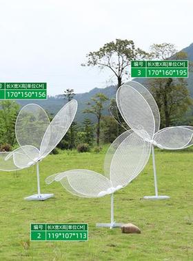 不锈钢铁艺镂空蝴蝶雕塑户外园林公园草坪美陈景观发光摆件装饰品