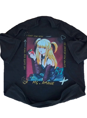 WHO CARE复古大百科MS. AMANEblacktee天音美莎黑色T恤短袖宽松