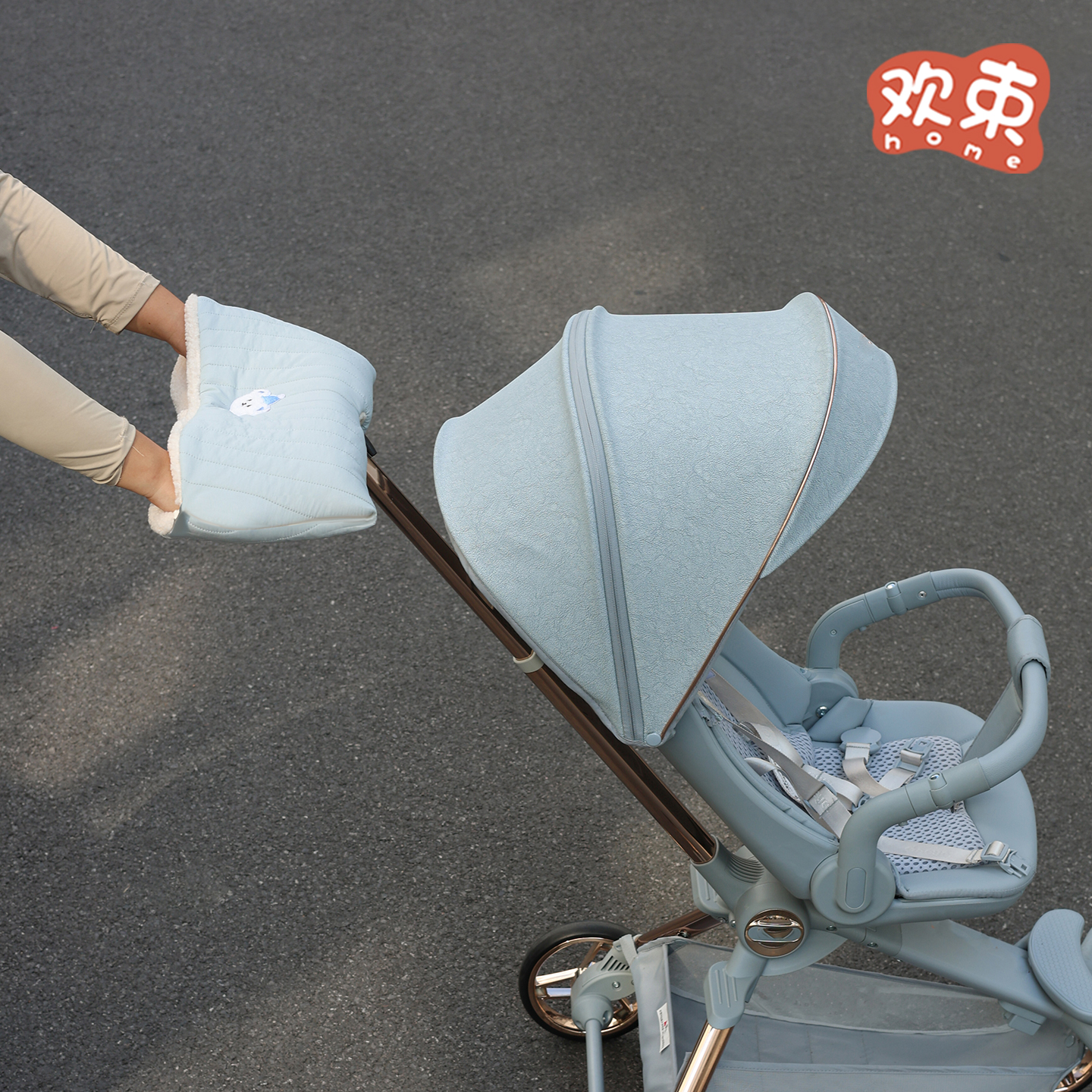 婴儿车把手保暖手套冬季遛娃神器防风手罩宝宝推车挡风被通用加厚 - 图3