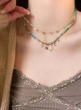 波西米亚轻奢太阳花串珠锁骨链