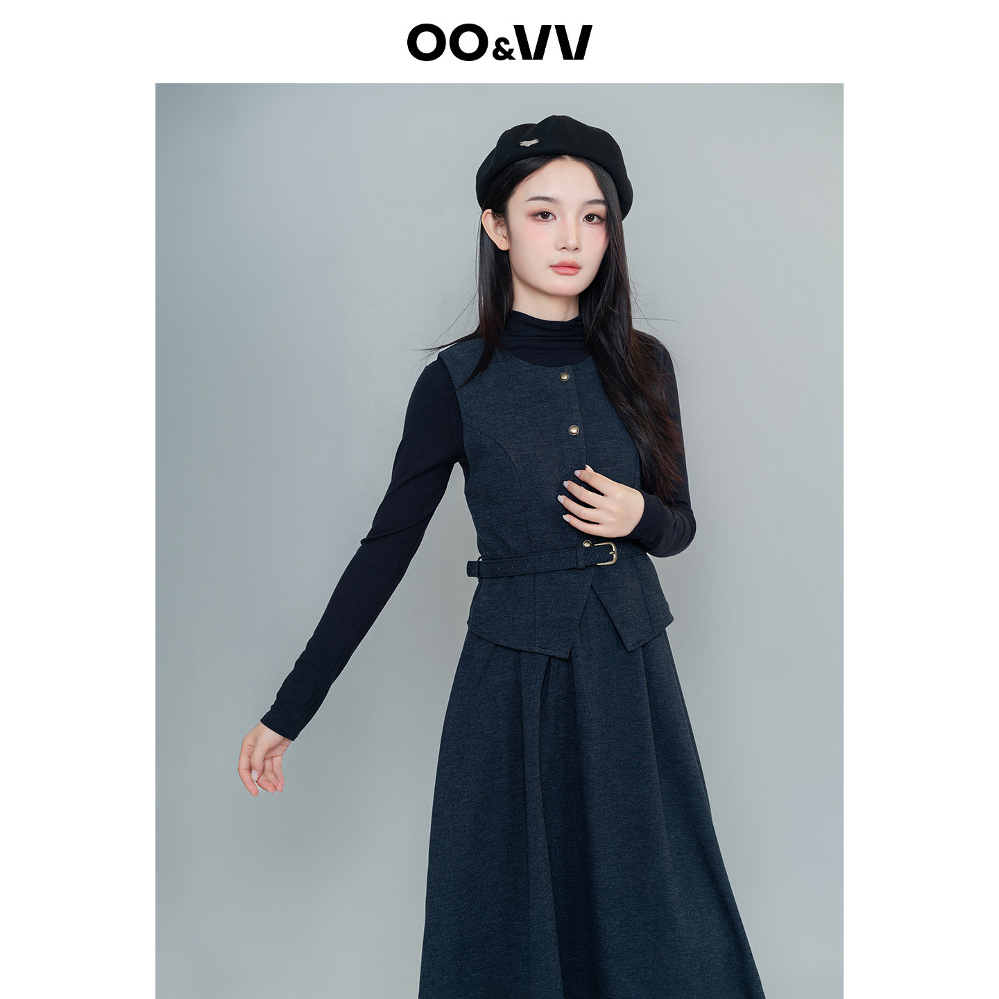 oo&vv设计感毛呢连衣裙+长袖衬衫两件套女25秋冬新款收腰配腰带,淘宝优惠券,粉丝福利购,淘宝优惠卷