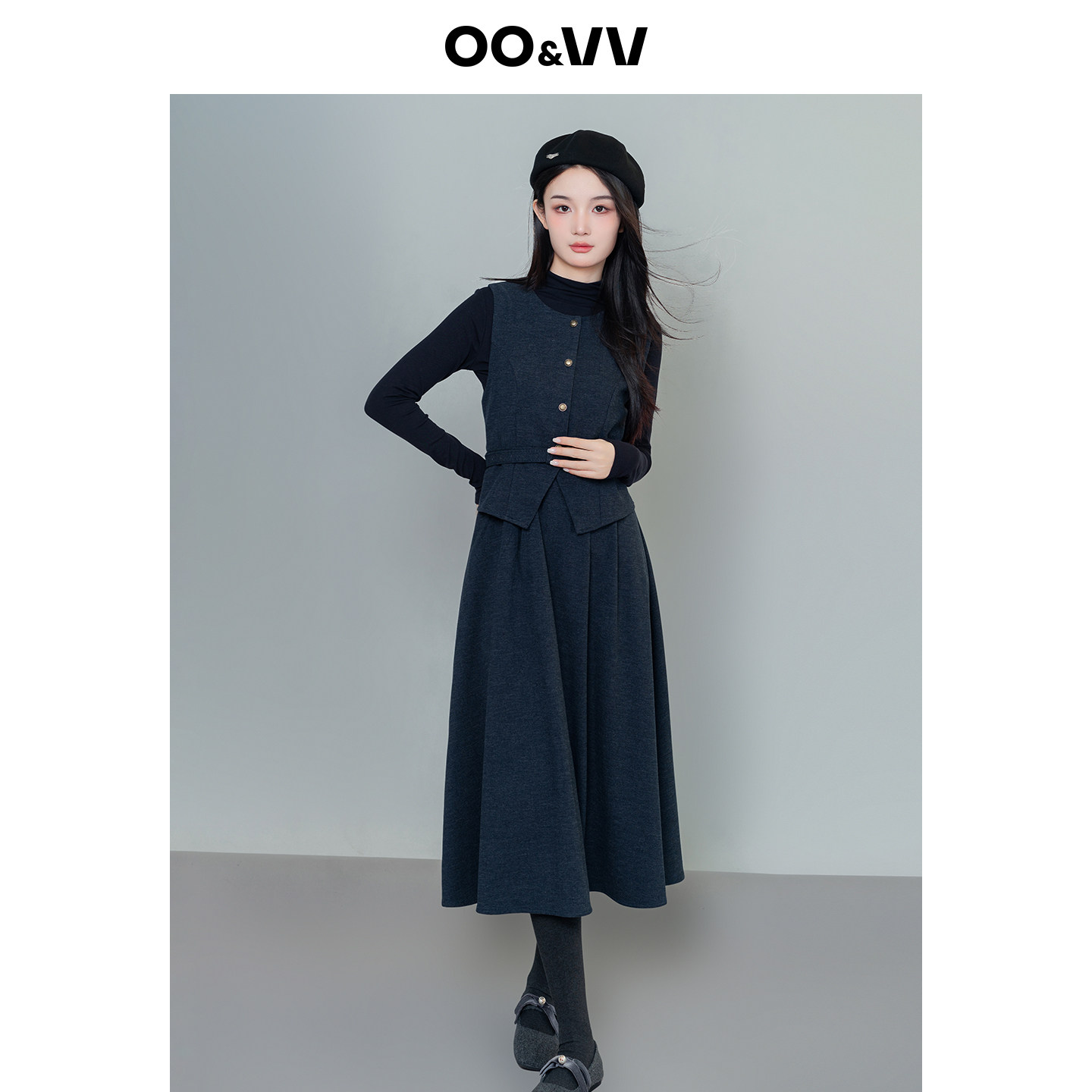 oo&vv设计感毛呢连衣裙+长袖衬衫两件套女25秋冬新款收腰配腰带,淘宝优惠券,粉丝福利购,淘宝优惠卷