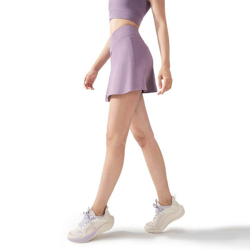 BR夏季网球服假两件瑜伽短裙女弹力交叉收腰运动裙里侧口袋网球裙,淘宝优惠券,粉丝福利购,淘宝优惠卷