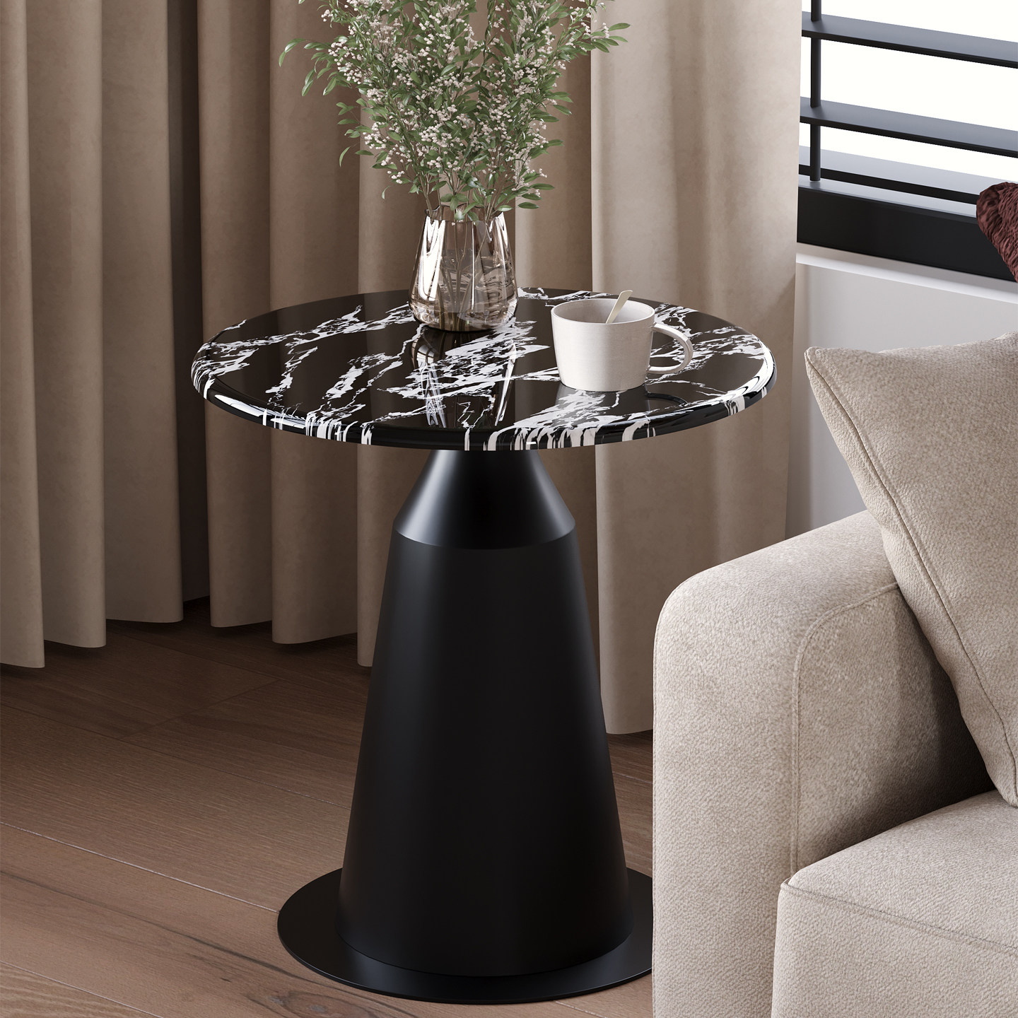 轻奢边几简约角几客厅家用酒店民宿微晶石小圆桌宾馆小茶几接待桌,淘宝优惠券,粉丝福利购,淘宝优惠卷