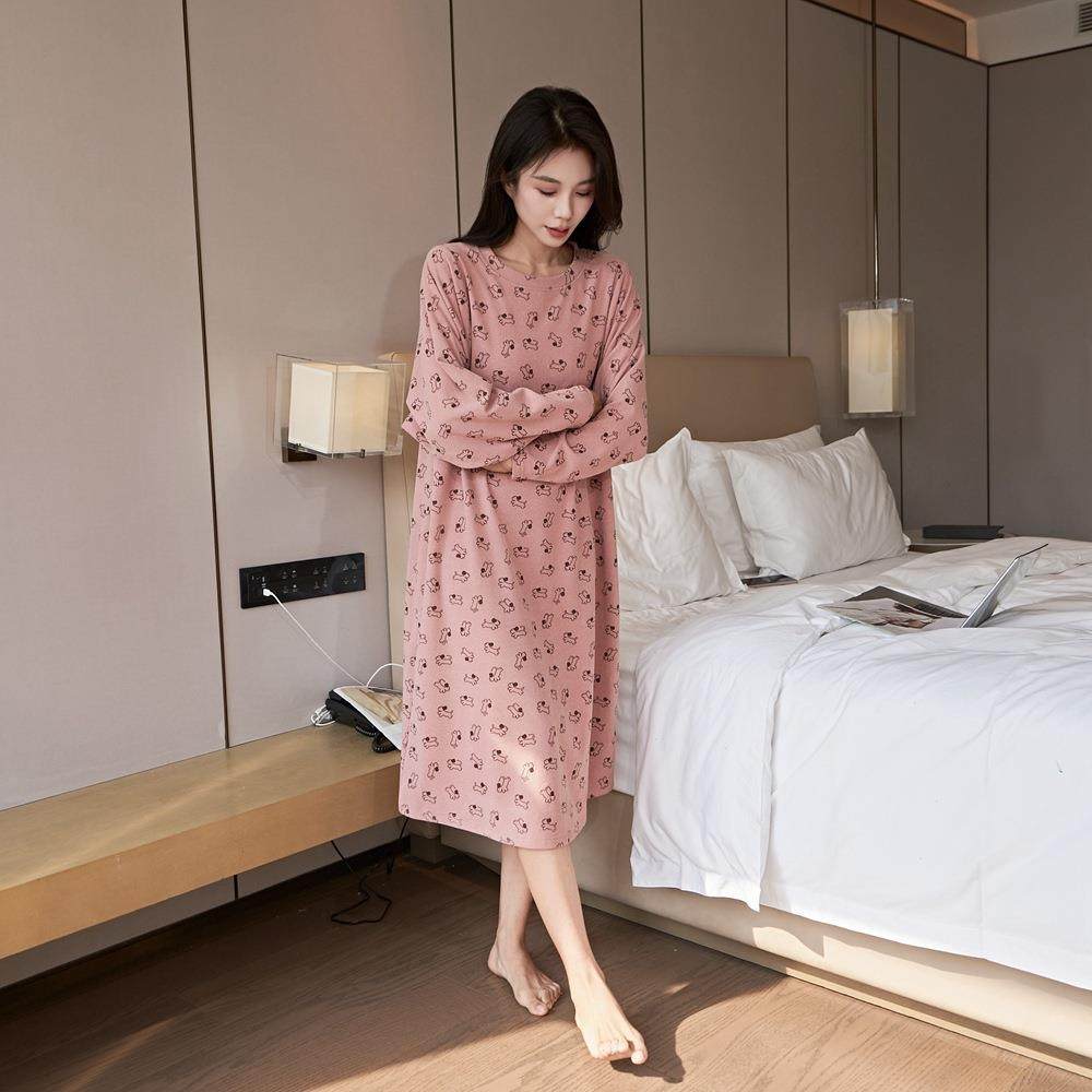 大码家居服秋冬季新款加肥加大胖MM韩版长袖圆领睡裙女睡衣可外穿,淘宝优惠券,粉丝福利购,淘宝优惠卷