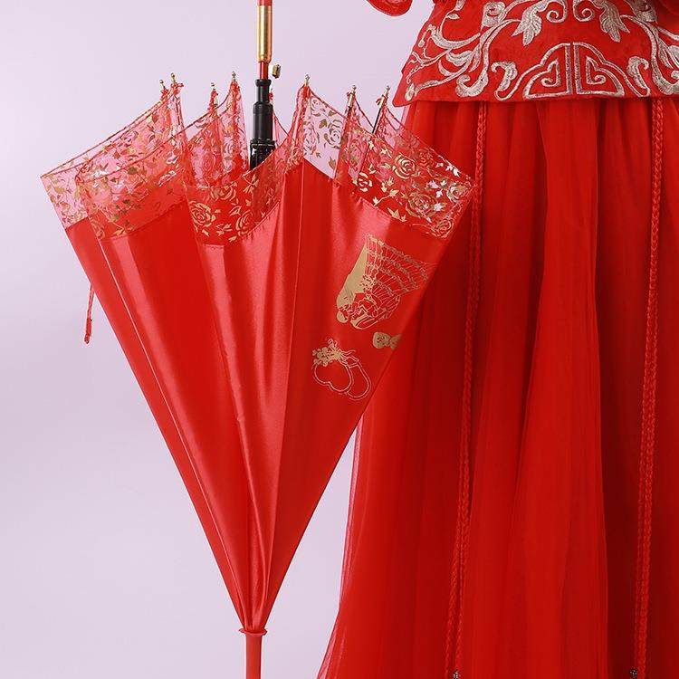 红色雨伞红伞长柄直杆蕾丝新娘陪嫁订婚喜庆婚礼婚庆结婚用品,淘宝优惠券,粉丝福利购,淘宝优惠卷