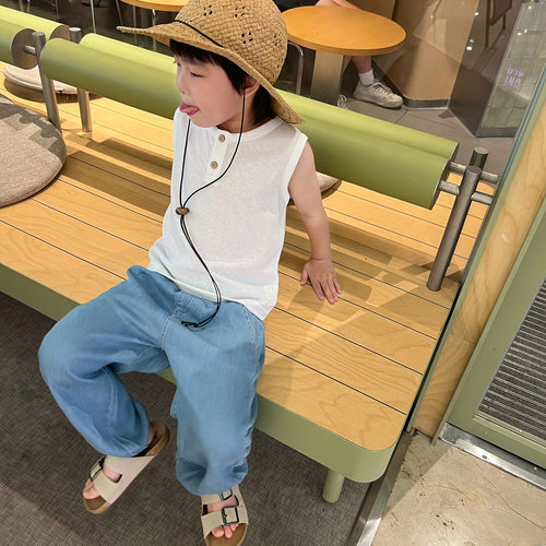 pumpkin 2026新款夏季儿童莱赛尔天丝垂感凉感超薄牛仔裤休闲长裤 - 图2