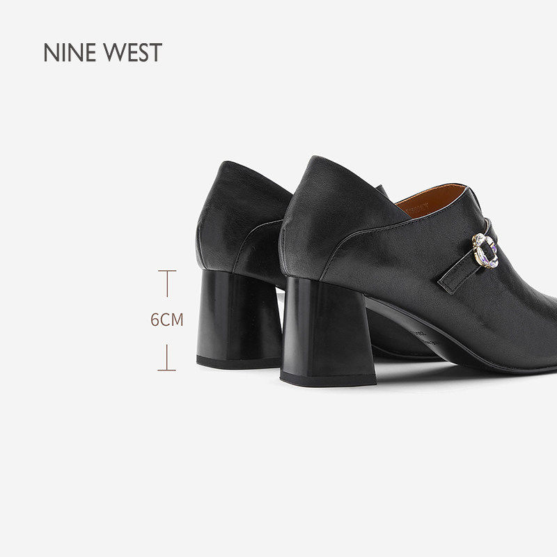Nine West/玖熙2025年高跟鞋女方头粗跟深口女鞋优雅单鞋,淘宝优惠券,粉丝福利购,淘宝优惠卷