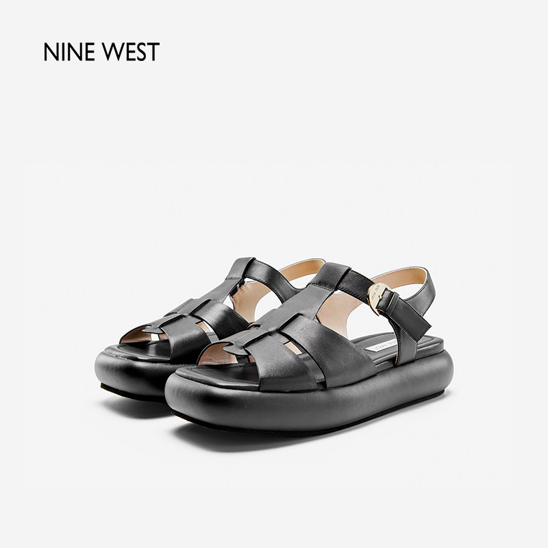 【清仓款】Nine West/玖熙小潜艇厚底时装凉鞋女一字扣带百搭通勤,淘宝优惠券,粉丝福利购,淘宝优惠卷