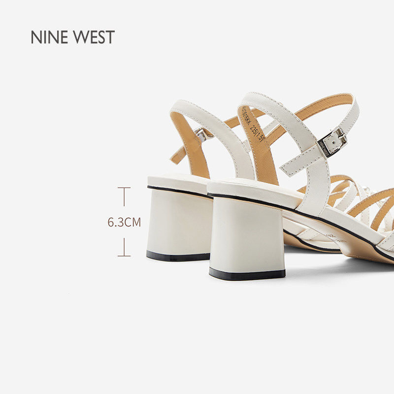 Nine West/玖熙2025年时装凉鞋女一字带时尚珍珠高跟鞋女,淘宝优惠券,粉丝福利购,淘宝优惠卷