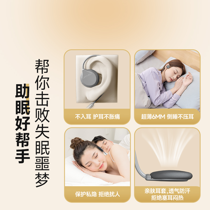 挂耳式睡眠有线耳机蓝牙睡觉专用侧睡无感不入耳不压耳asmr助眠 - 图0