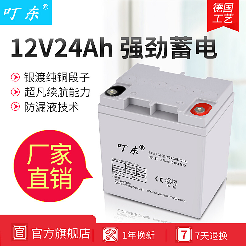 12V24AH免维护铅酸蓄电池电动轮椅车太阳能路灯UPS不间断专用电瓶 - 图0