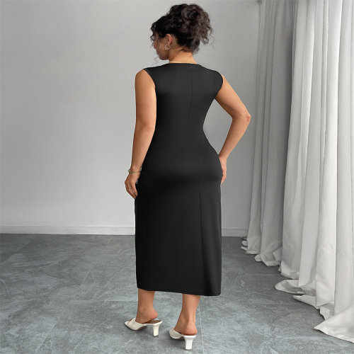 Black Bow Slit Bodycon Dress 法式优雅黑白蝴蝶结开叉修身长裙 - 图3