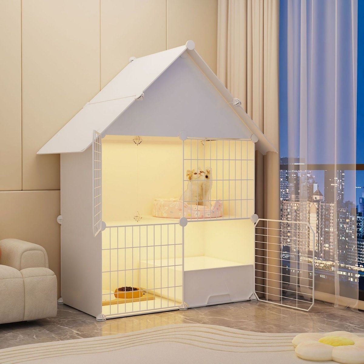 猫别墅带厕所抽屉式一体室内家用猫窝猫笼猫咪猫屋猫柜猫舍猫空笼,淘宝优惠券,粉丝福利购,淘宝优惠卷