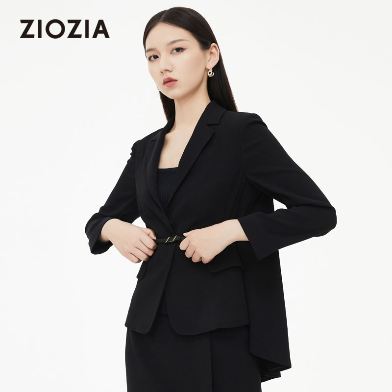 ZIOZIA女装夏款黑色商务办公通勤个性休闲西服外套QKG22301B - 图2