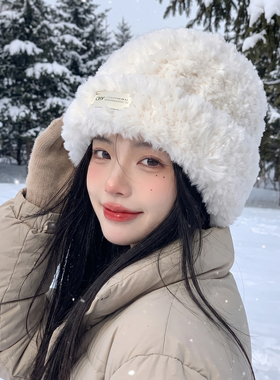 户外针织冷帽子大头围显脸小雪山