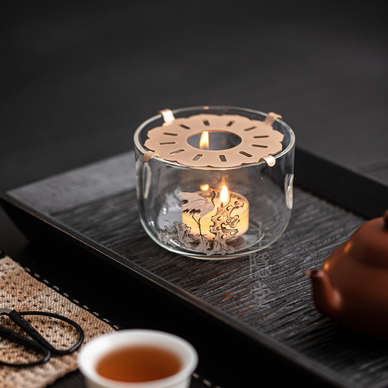 圭隐堂瑞鹤耐热玻璃蜡烛底座加热温茶炉新中式家用茶艺保温暖茶炉,淘宝优惠券,粉丝福利购,淘宝优惠卷
