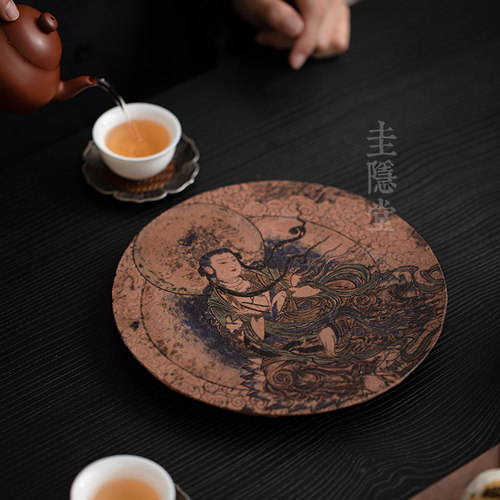 圭隐堂敦煌中式禅意陶瓷壶承茶盘家用复古干泡台茶壶茶托盘小茶台 - 图3