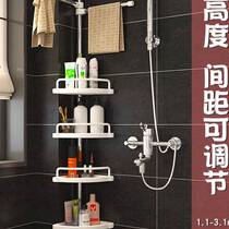 Top Day Stand Ground Bathroom Toilet Stainless Steel Shelve Triple Corner Wall Corner Rack Containing Telescopic Pole Support Multilayer