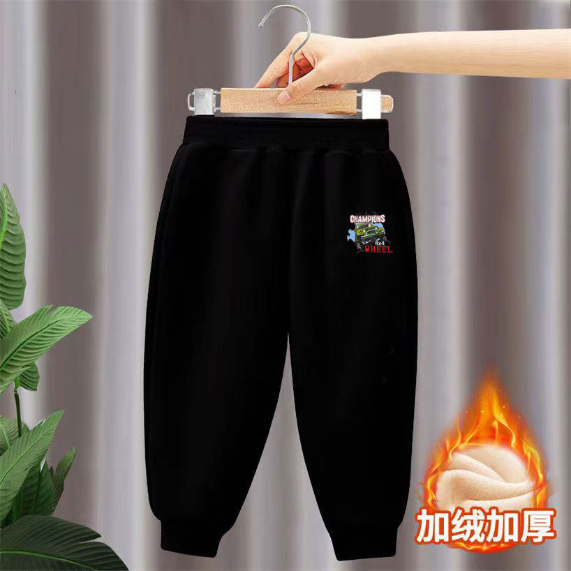 男童裤子秋冬季新款加绒儿童运动卫裤冬中大童装束脚长裤一体绒冬 - 图3