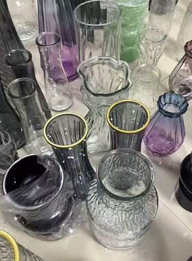 花瓶ins风高颜值摆件底座客厅木托玻璃插花桌面餐桌中式