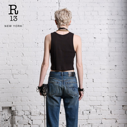 【品牌经典】R13 TANK 简约撕裂破洞内搭复古圆领背心男女同款 - 图3