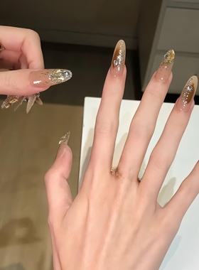 高级感秋冬美甲贴片网红爆款晕染裸色显白孕妇成品手工穿戴甲片